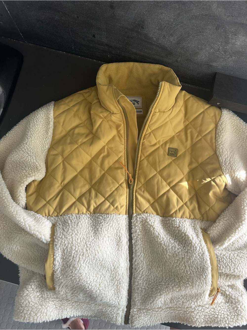 Billabong Yellow Quilted and Cream Sherpa Jacket